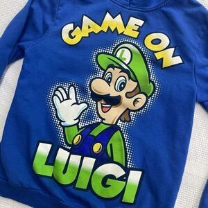 Boys 10/12‎ Nintendo Game On  LUIGI Blue Hoodie Super Mario